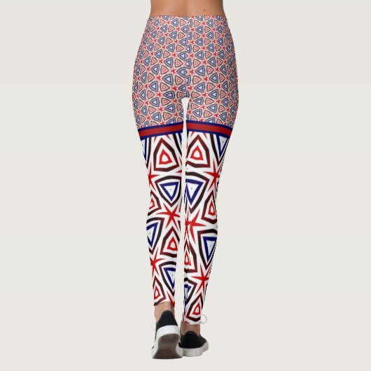 Red White Blue American Patriotic Modern Pattern Leggings (Achterkant)