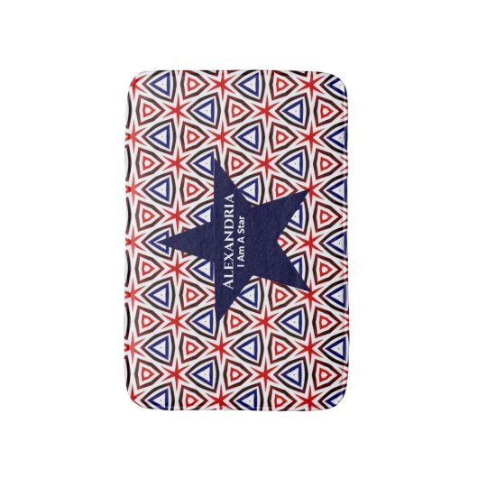 Red White Blue American Patriotic Star Modern Badmat (Voorkant Verticaal)
