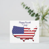 Red White Blue American vlag Happy Fourth of Juli Briefkaart (Staand voorkant)