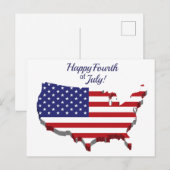 Red White Blue American vlag Happy Fourth of Juli Briefkaart (Voorkant / Achterkant)