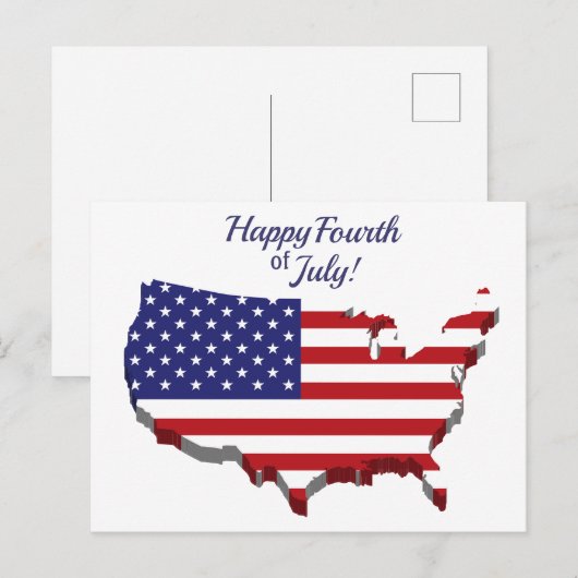 Red White Blue American vlag Happy Fourth of Juli Briefkaart (Voorkant / Achterkant)