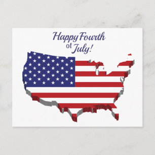 Red White Blue American vlag Happy Fourth of Juli Briefkaart