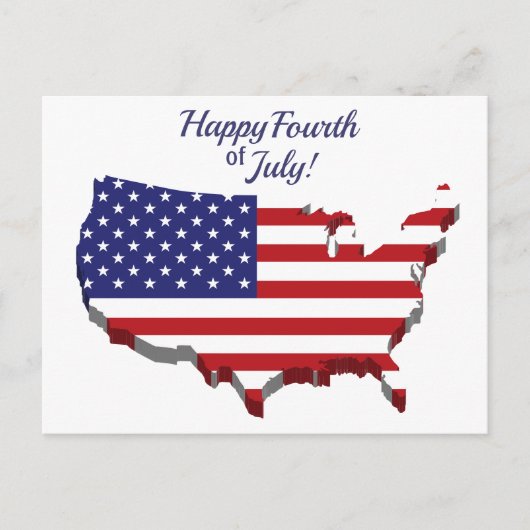 Red White Blue American vlag Happy Fourth of Juli Briefkaart (Voorkant)