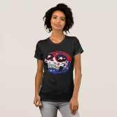 Red White Blue American vlag Patriotic Sugar Skull T-shirt (Voorkant volledig)