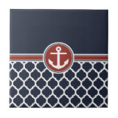 Red White Blue Anchor Moroccan Lattice Tegeltje (Voorkant)