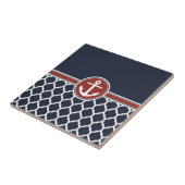 Red White Blue Anchor Moroccan Lattice Tegeltje (Zijkant)