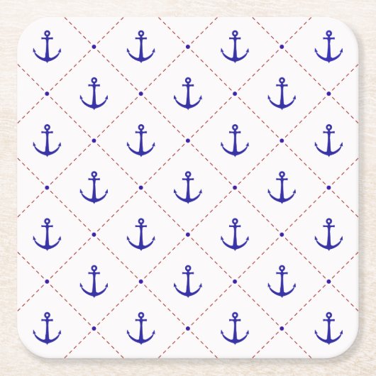 Red White Blue Anchors Away Boating Kartonnen Onderzetters (Voorkant)
