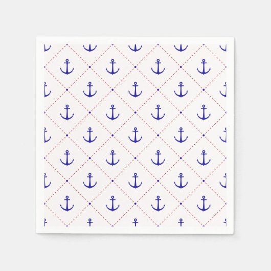  Red White Blue Anchors Away Boating Servet (Voorkant)