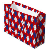 Red White Blue Argyle 1-GIFT BAG L Large Cadeautasje (Voorkant Gekanteld)