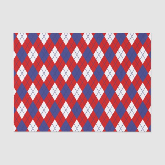 Red White Blue Argyle 1-WEEFSUE WRAPPINGPAPIER Tissuepapier (Voorkant)