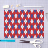 Red White Blue Argyle 1-WEEFSUE WRAPPINGPAPIER Tissuepapier (Craft)