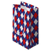 Red, White-Blue Argyle 2-GIFT BAG S Klein Cadeauzakje (Voorkant Gekanteld)