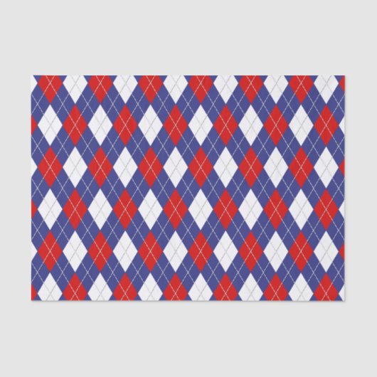 Red White Blue Argyle 2-TISSUE WRAPPING PAPER Tissuepapier (Voorkant)
