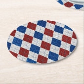 Red, White, Blue Argyle 4 Glitter Ronde Kartonnen Onderzetter (Gebogen)