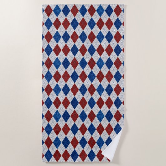 Red, White, Blue Argyle 4 Glitter Strandlaken (Voorkant)