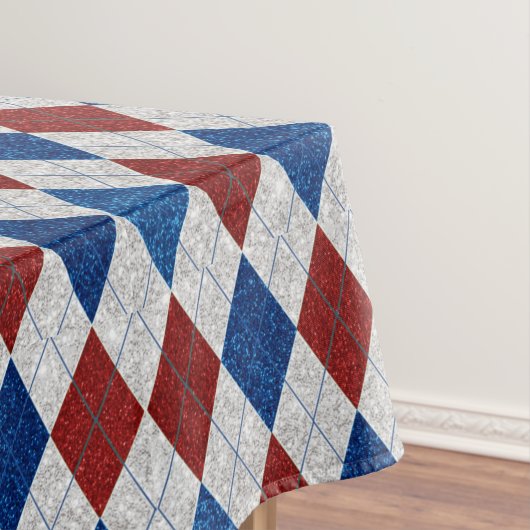 Red, White, Blue Argyle 4 Glitter Tafelkleed (Voorbeeld)