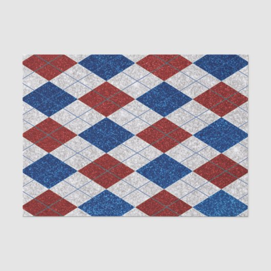 Red, White, Blue Argyle 4 Glitter Tissuepapier (Voorkant)