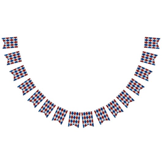 Red, White, Blue Argyle 4 Glitter Vlaggetjes (Alle)