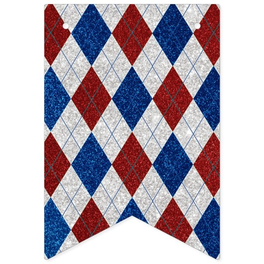 Red, White, Blue Argyle 4 Glitter Vlaggetjes (Tweede vlag)