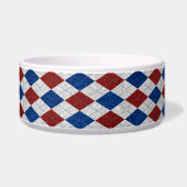 Red, White, Blue Argyle 4 Glitter Voerbakje (Rechts)