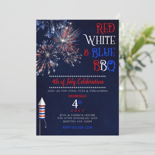 Red White Blue BBQ 4 juli Kaart (Staand voorkant)