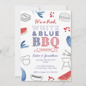 Red White Blue BBQ Couples Shower Rehearsal Dinner Kaart (Voorkant)