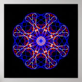 Red White Blue Black Abstract Art Kaleidoscoop Poster (Voorkant)