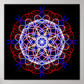 Red White Blue Black Abstract Art Kaleidoscoop Poster (Voorkant)