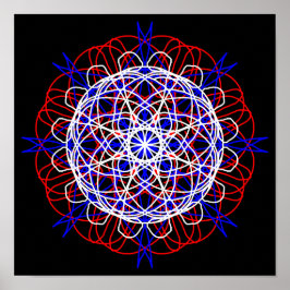 Red White Blue Black Abstract Art Kaleidoscoop Poster
