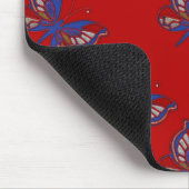Red White Blue Butterfly-Red Mousepad Muismat (Hoek)