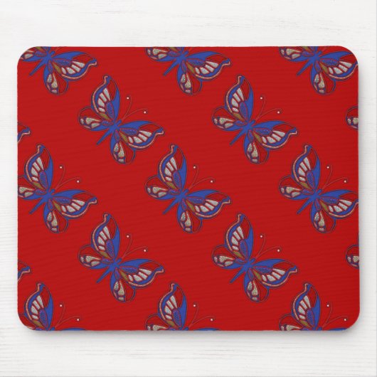 Red White Blue Butterfly-Red Mousepad Muismat (Voorkant)