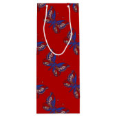 Red White Blue Butterfly Red Wine Gift Bag Wijn Cadeautas (Achterkant)