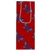 Red White Blue Butterfly Red Wine Gift Bag Wijn Cadeautas (Voorkant)