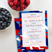 Red White Blue Camo Birthday Party Kaart