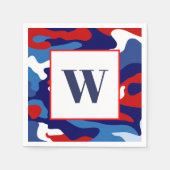 Red White Blue Camo Monogram Party Napkins Servet (Voorkant)