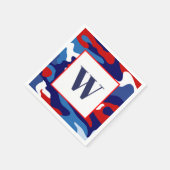 Red White Blue Camo Monogram Party Napkins Servet (Hoek)
