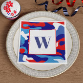 Red White Blue Camo Monogram Party Napkins Servet