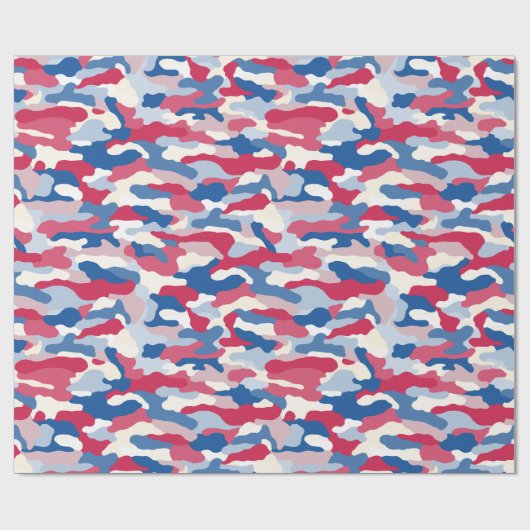 Red White Blue Camouflage Cadeaupapier (Vlak)