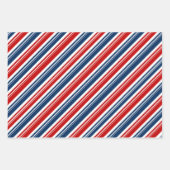 Red White & Blue Candy Cane Stripe Vakantie Inpakpapier Vel (Voorkant)