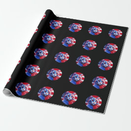 Red White & Blue Cat With American Flag Background Cadeaupapier