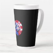 Red White & Blue Cat With American Flag Background Latte Mok (Rechterhoek)