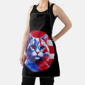 Red White & Blue Cat With American Flag Background Schort (Insitu)