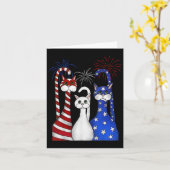Red White Blue Cats Usa Vlag Vuurwerk 4 juli Kaart (Gele Bloem)