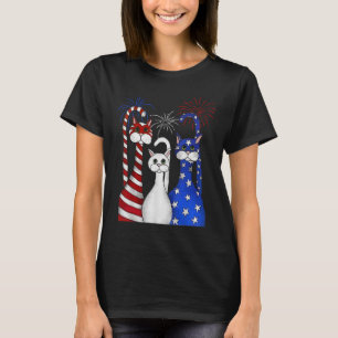 Red White Blue Cats Usa Vlag Vuurwerk 4 juli T-shirt
