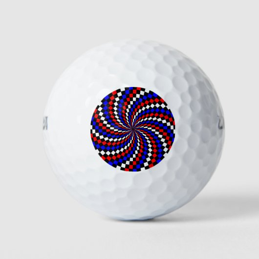 Red White Blue Checker Spiral door Kenneth Yoncich Golfballen (Voorkant)