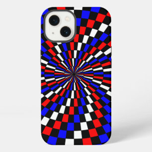 Red White Blue Checker Spiral door Kenneth Yoncich iPhone 13 Hoesje