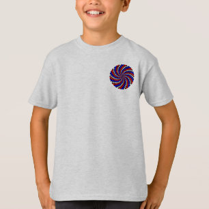 Red White Blue Checker Spiral door Kenneth Yoncich T-shirt
