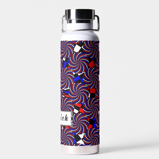 Red White Blue Checker Spiral door Kenneth Yoncich Waterfles (Achterkant)