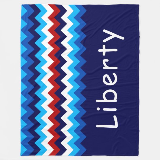 Red White Blue Chevron Custom Large Fleece Blanket (Voorkant)