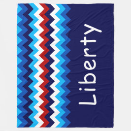 Red White Blue Chevron Custom Large Fleece Blanket Deken